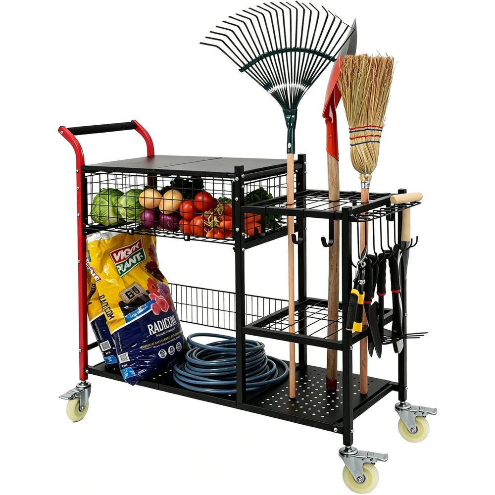 Gardening Tools Rack - 안레올리 3-in-1 정원 카트: 작업대, 수확
