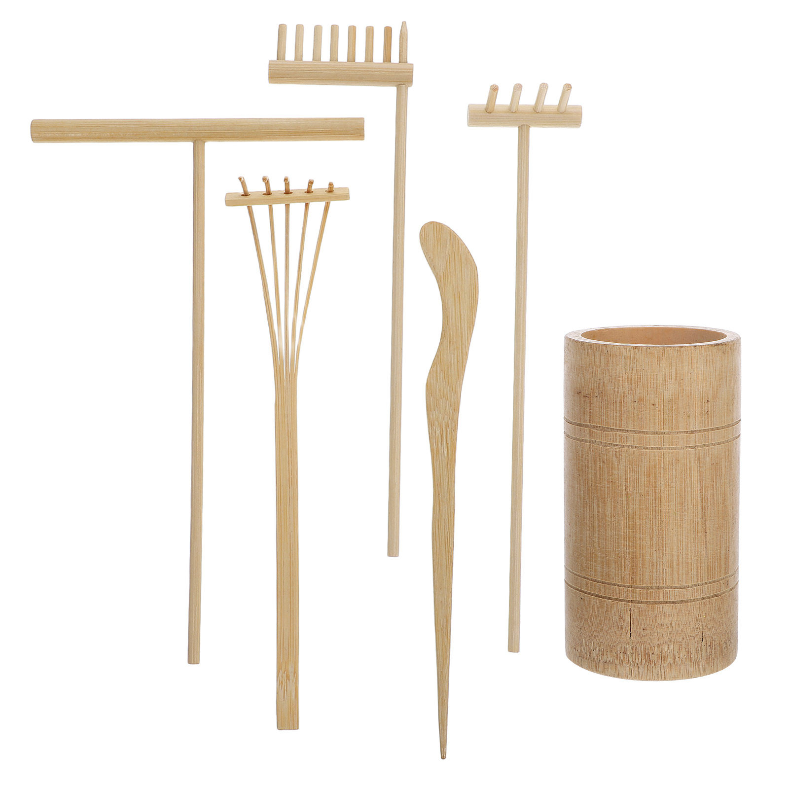 Gardening Tools Rake - 1세트 젠 샌드 레이크 세트 대나무