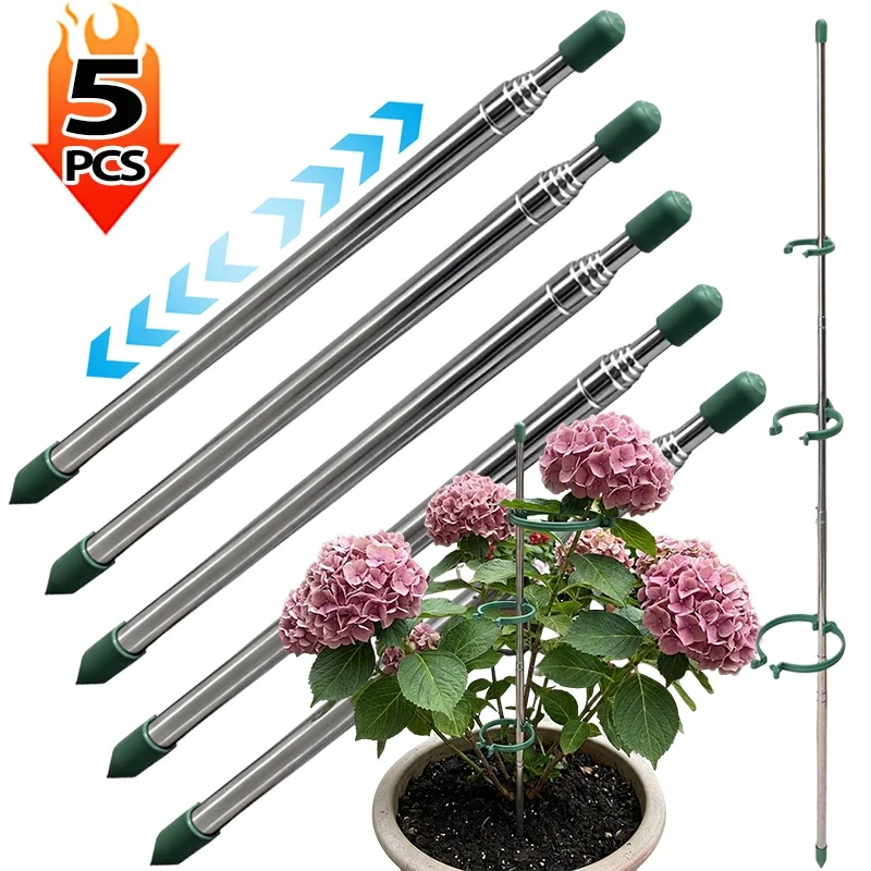 Gardening Tools Green - 5/1개 접이식 식물 지지 링, 화분용