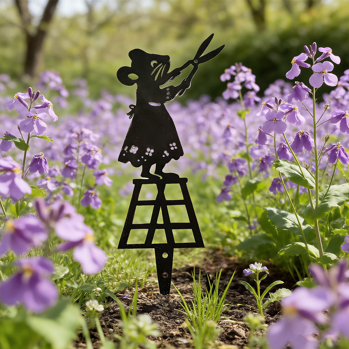 Gardening Tools Basic - 검은색 실루엣 라인 금속 정원 기둥,