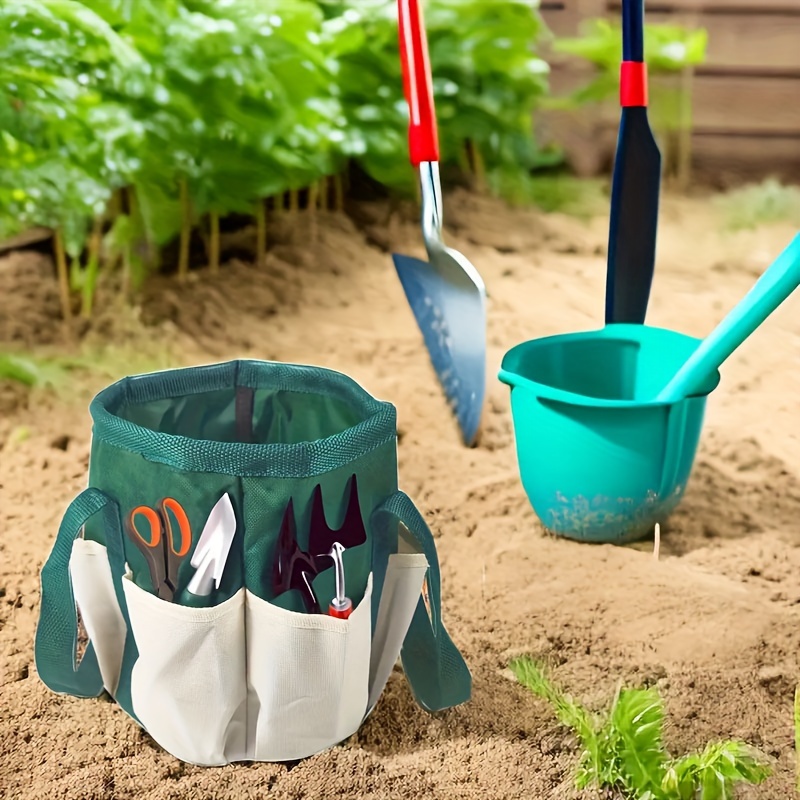 Gardening Tools Green - 흰색 녹색 라운드 정원 도구 가방