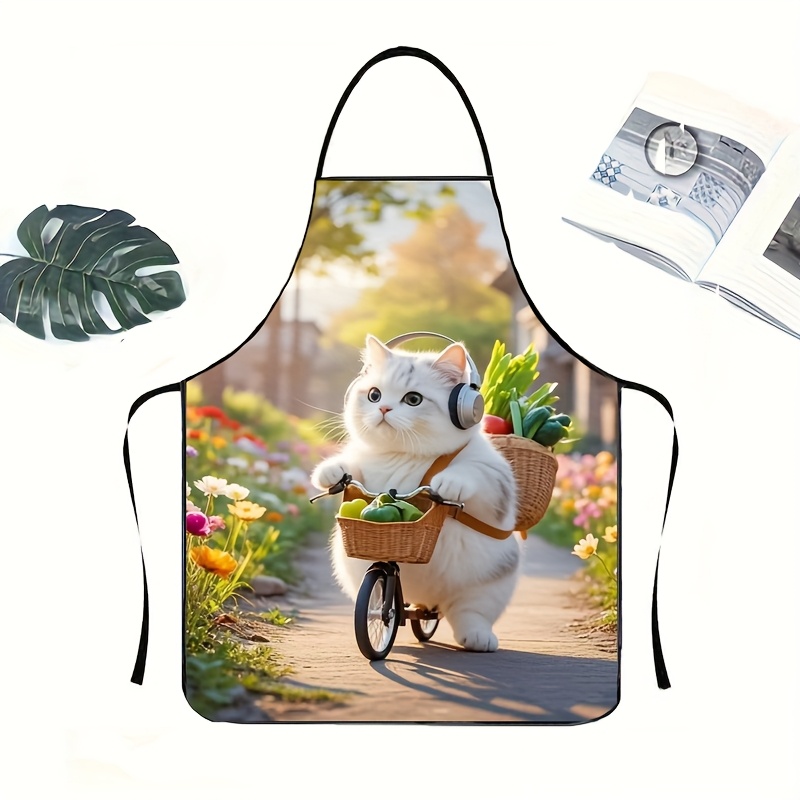 1개 귀여운 뚱뚱한 고양이 자전거 꽃무늬 주방 앞치마  - Gardening Tools For Women 리뷰 및 가격