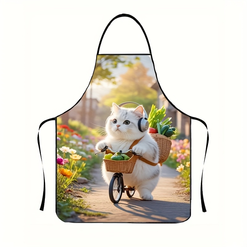 1개 귀여운 뚱뚱한 고양이 자전거 꽃무늬 주방 앞치마  - Gardening Tools For Women 리뷰 및 가격