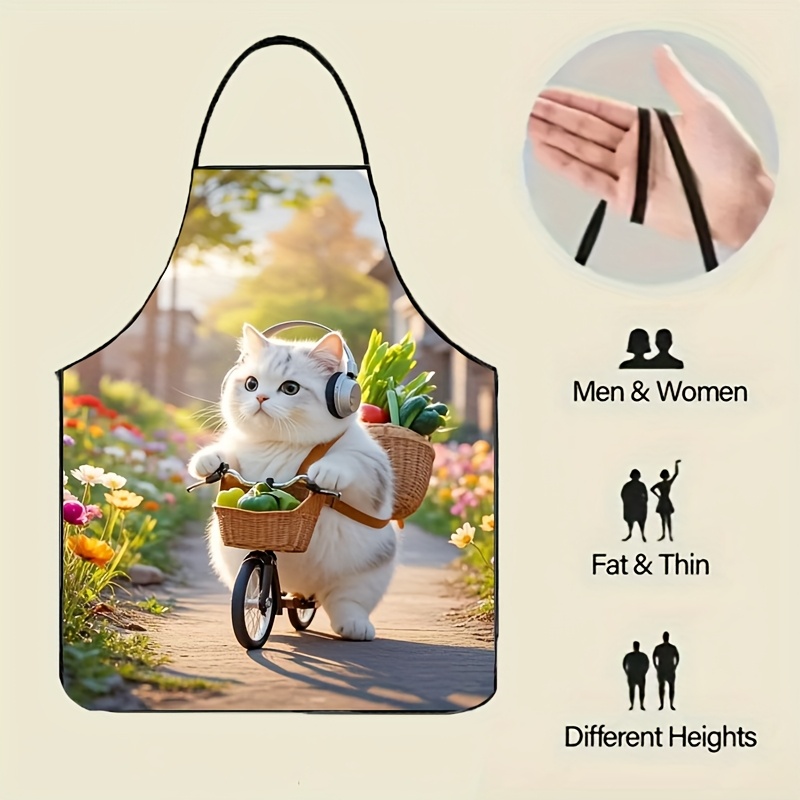 1개 귀여운 뚱뚱한 고양이 자전거 꽃무늬 주방 앞치마  - Gardening Tools For Women 리뷰 및 가격