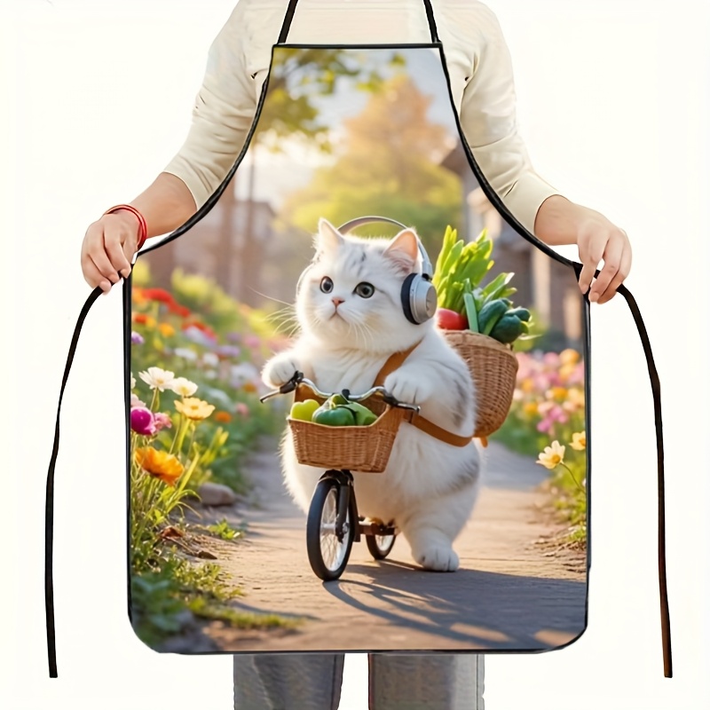 1개 귀여운 뚱뚱한 고양이 자전거 꽃무늬 주방 앞치마  - Gardening Tools For Women 리뷰 및 가격