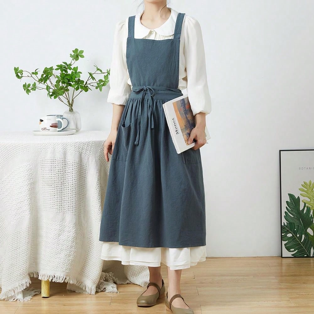 브리프 북유럽 윈드 플리츠 스커트, 코튼 린넨 앞치마, - Gardening Tools For Women 리뷰 및 가격