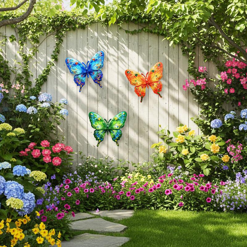 신상품 1/4개입 야외 조각품 화려한 금속 나비 벽 장 - Gardening Tools Sale 리뷰 및 가격