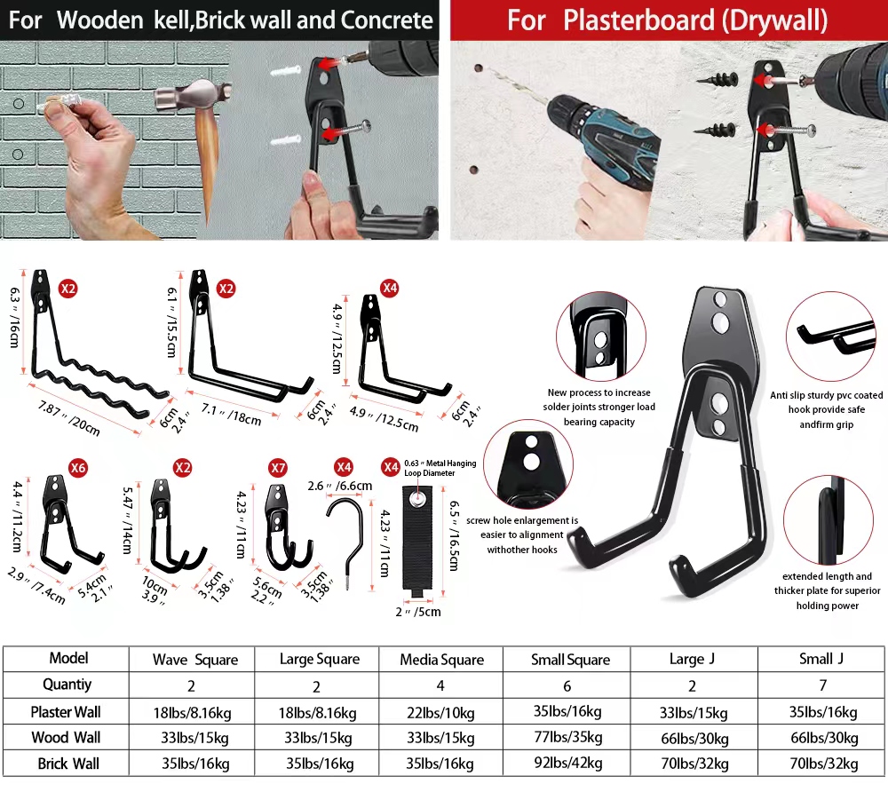 헤비 듀티 금속 후크 차고 주최자 벽 마운트 미끄럼 방 - Gardening Tools Holder 리뷰 및 가격