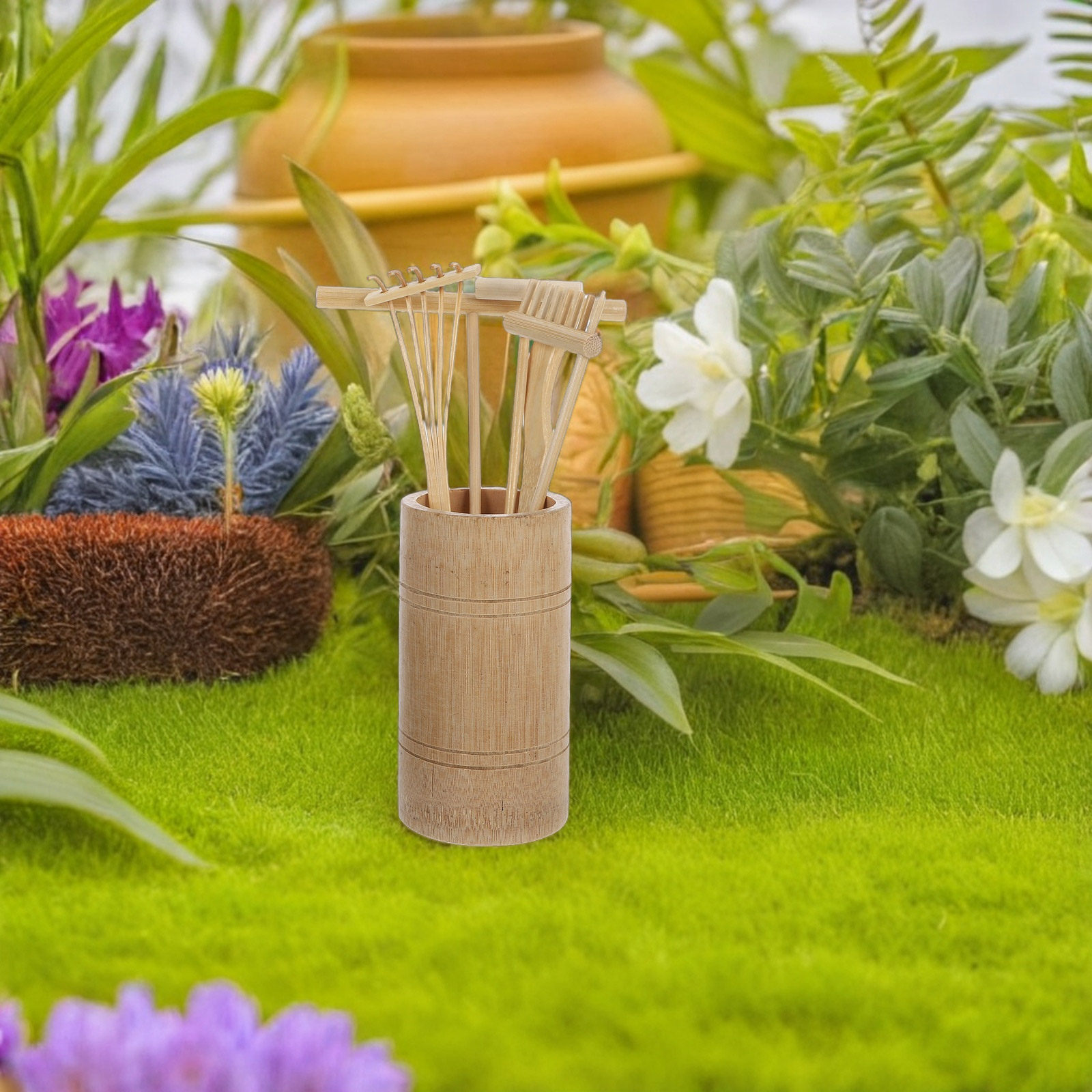 1세트 젠 샌드 가든 레이크 키트 대나무 미니 도구 책 - Gardening Tools Rake 리뷰 및 가격