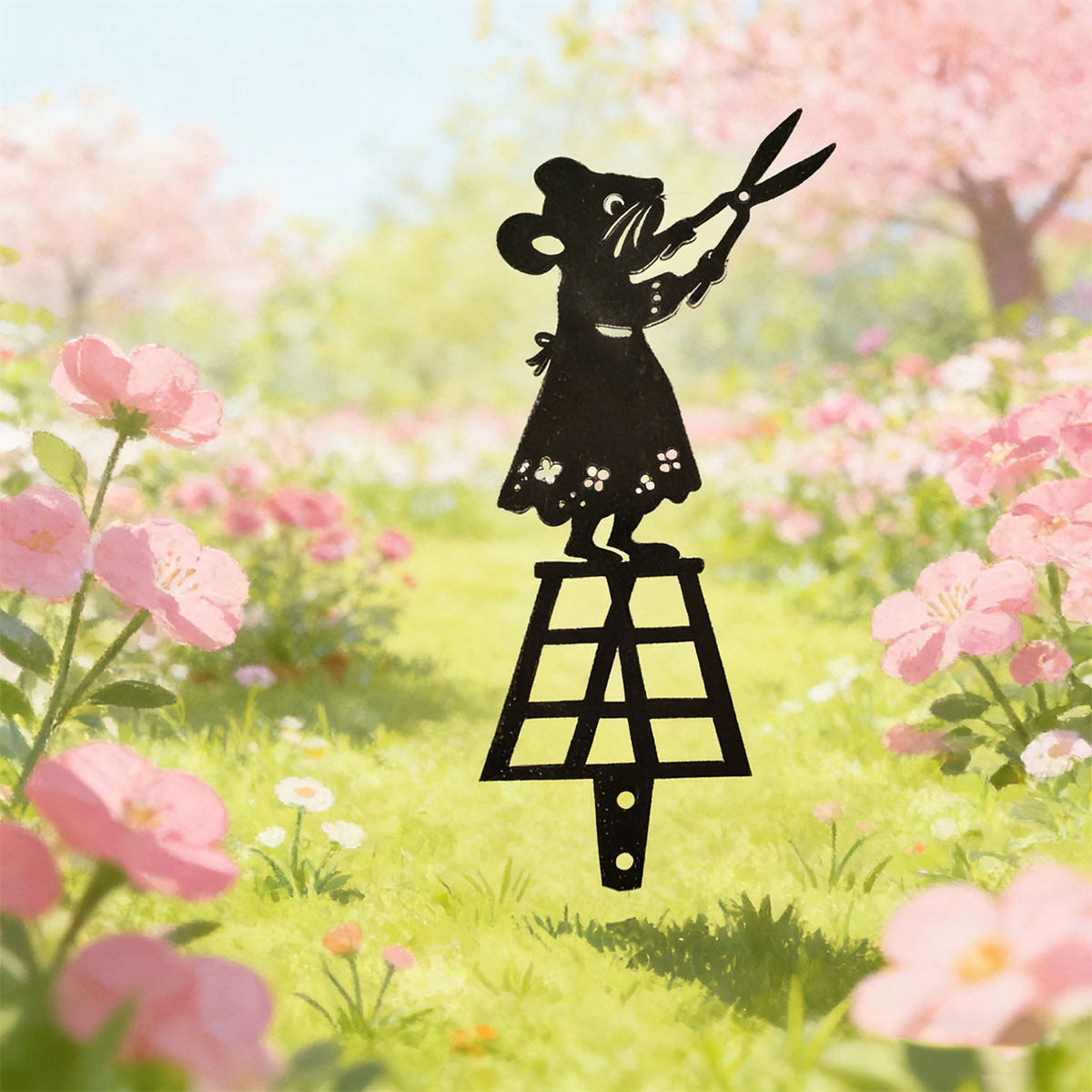 검은색 실루엣 라인 금속 정원 기둥, 가위가 있는 쥐  - Gardening Tools Basic 리뷰 및 가격