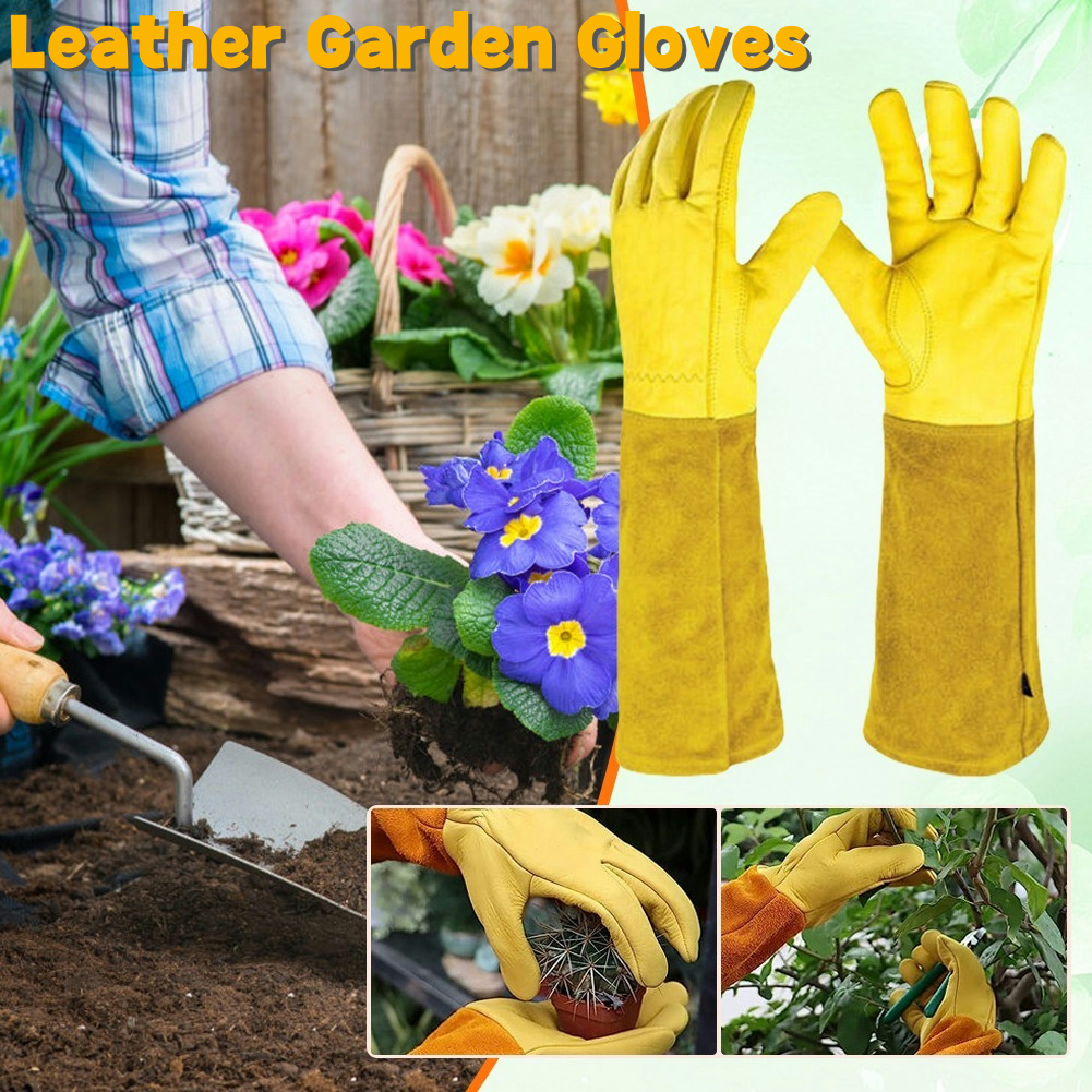 1 쌍 긴 가시 방지 원예 장갑 통기성 가죽 정원 장갑 - Garden Gloves Thorn Proof 리뷰 및 가격